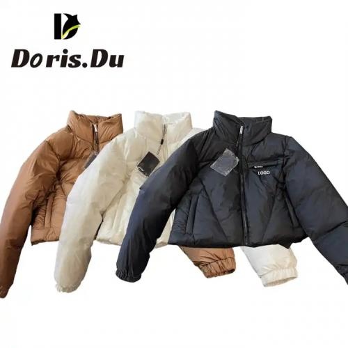 Women Solid Color Zipper Female Plus Size Puffer