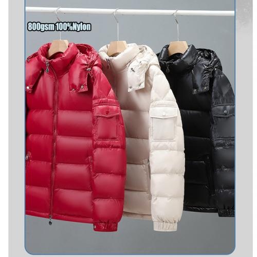 Custom design 700gsm 100%nylon women's winter warm Bubble zipper hooded down jackets