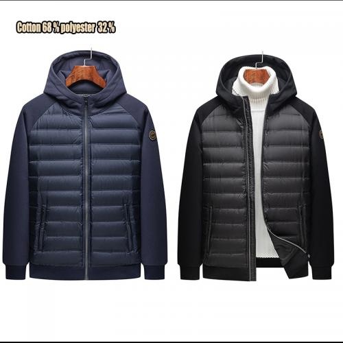 Designer Winter 600gsm Pocket Decoration Collar Hooded zip up Custom Down Jackets For Men