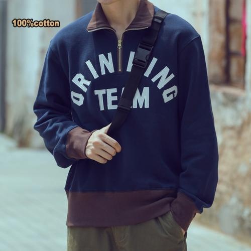 580Gsm custom heavy-duty thick couple embroidery  loose collar half zip hoodie for men