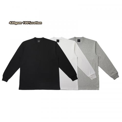 420gsm custom logo heavy-duty pure cotton loose fit small collar base sweatshirt