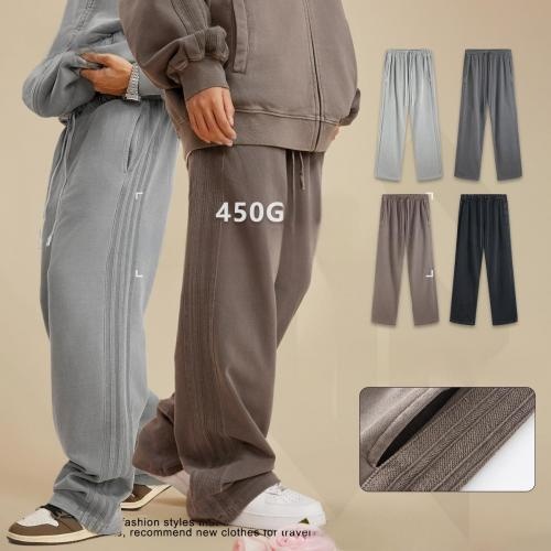 Heavyweight 450Gsm Washed Youth Pants Custom  Loose Straight Leg Pants Sports Pants For Men